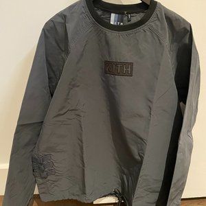 KITH L/S NYLON RIPSTOP JOHNSON CREWNECK - EBONY